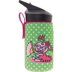 Laken Flamenca Παιδικό Μπουκάλι Θερμός Πλαστικό BPA Free με Καλαμάκι & Ισοθερμική Θήκη Πράσινο 450ml