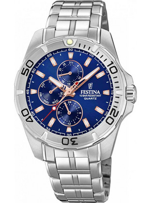 Festina Ανδρικό Ρολόι Χρονογράφος με Ασημί Μεταλλικό Μπρασελέ F20445/5