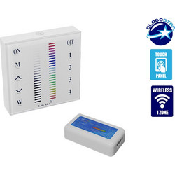 GLOBOSTAR(R) 04051 PRISM RGB Controller 3CH DC 12-24V 12A 288W Max IP20 - RF 2.4GHz Ασύρματο Χειριστήριο Τοίχου Αφής 1 Ζώνης - M8.5xΠ2.5xΥ4.5cm