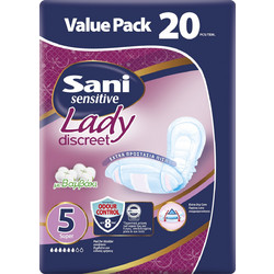 Sani Sensitive Lady No5 Super Σερβιέτες Ακράτειας 6 Σταγόνες 20τμχ