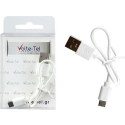 MICRO USB-A DEVICES - USB-A ΦΟΡΤΙΣΤΗΣ 1.5A 0.22m WHITE VOLTE-TEL VOLTE-TEL