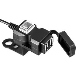 Φορτιστής Dual USB Port 12V Waterproof μοτοσυκλέτας 2.1A - Black