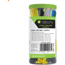 Χρωματιστά δεματικά καλωδίων 600τμχ Techly ISWT-SET-CL600T 100 x 2.5, 150χ3.6, 200x3.6