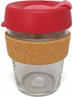 KeepCup Brew Cork Ποτήρι Καφέ Γυάλινο με Καπάκι Κόκκινο Espresso 1τμχ 340ml