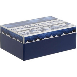 Κουτί Ξύλινο 3-70-105-0764 Blue-White 17Χ11,5Χ6,5 Inart Ξύλο
