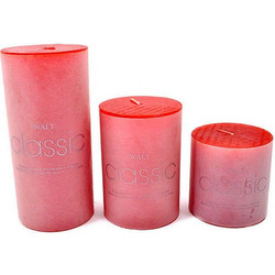 Κερί 373-18-222 SH7x7,5cm Red Σετ 3τμχ Παραφίνη