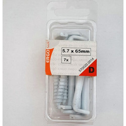 ΣΤΡΑΒΟΚΑΡΦΑ ΒΙΔΩΤΑ ΠΛΑΚΕ ΛΕΥΚΑ 7ΤΕΜ 5,7 x 65 mm
