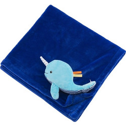Zoocchini Whale Buddy Κουβέρτα Αγκαλιάς Βελουτέ με Λούτρινο 69x99 Μπλε
