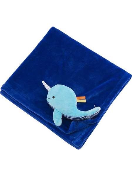 Zoocchini Whale Buddy Κουβέρτα Αγκαλιάς Βελουτέ με Λούτρινο 69x99 Μπλε