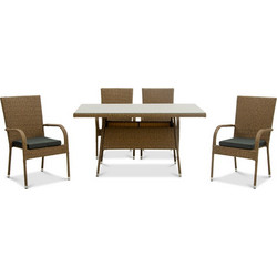 Klikareto Vanella Σετ Τραπεζαρία Κήπου Rattan 5τμχ Καφέ 100-02577