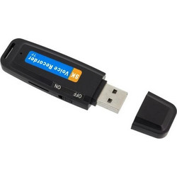 Επαναφορτιζόμενο Καταγραφικό Ήχου USB Flash 32GB σε μαύρο χρώμα, 9x7x3 cm