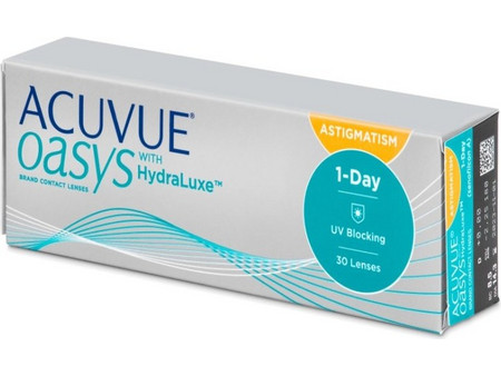 Acuvue Oasys With HydraLuxe Ημερήσιοι Φακοί Επαφής Αστιγματικοί Σιλικόνης Υδρογέλης με Φίλτρο UV 30τμχ