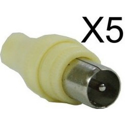 POWERTECH βύσμα για TV PAL 9.5mm CAB-V011, λευκό, 5τμχ