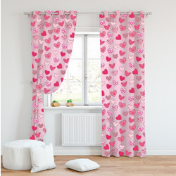Mc Decor Παιδική Κουρτίνα με Τρουκς 140x280 Καρδούλες Pink