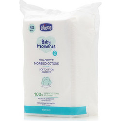 Chicco Baby Moments Soft Cotton Squares 0m+ (60τμχ) - Μαντηλάκια από Μαλακό Βαμβάκι