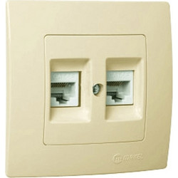 Makel Lillium Διπλή Πρίζα Δικτύου Data RJ45 Cat5 Μπεζ (32010036)