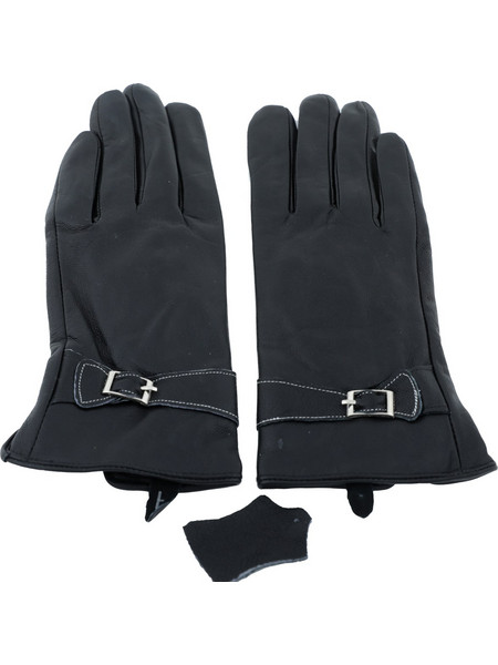 Γυναικεία δερμάτινα γάντια 16524 Μαύρο
