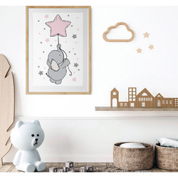 ΠΑΙΔΙΚΗ ΑΦΙΣΑ FLYING BABY PINK 48279 (PVC/PLEXIGLASS ΦΥΣΙΚΟ ΞΥΛΟ ΜΕ ΠΛΑΙΣΙΟ) 20x30cm