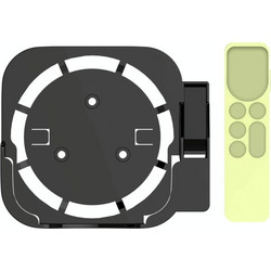 JV06T Set Top Box Bracket + Remote Control Protective Case Set for Apple TV(Black + Fluorescent Green) (OEM)
