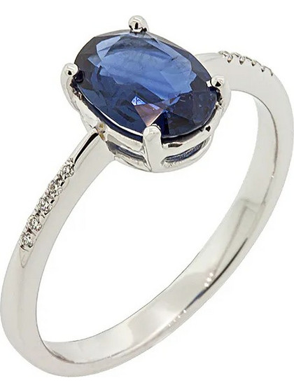 Million Diamonds Γυναικείο Δαχτυλίδι από Λευκόχρυσο 18K με Διαμάντι & Ζαφείρι RL14772