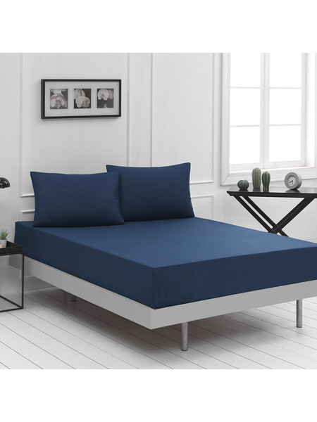 Beauty Home Σεντόνι Υπέρδιπλο Βαμβακερό με Λάστιχο 170x200+30 Art 1999 Μπλε