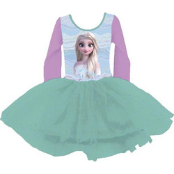 Παιδικό Mακρυμάνικο Κορμάκι Μπαλέτου με την Elsa με Τιρκουάζ τούλινη Φούστα, Frozen Girl's Dress 4