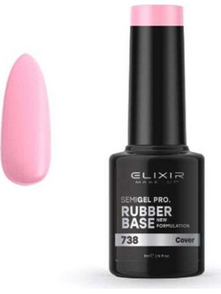 Elixir Semigel 738 Rubber Base Ημιμόνιμο Βερνίκι Νυχιών 5ml