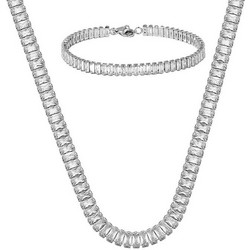 Σετ Κολιέ Ριβιέρα Choker Και Βραχιόλι Από Ανοξείδωτο Ατσάλι Με Ορθογώνια Ζιργκόν MI15227