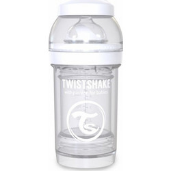 Twistshake Σετ Πλαστικό Μπιμπερό με Θηλή Σιλικόνης κατά των Κολικών 0m+ White 180ml