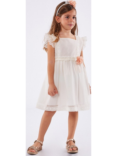 Ebita Παιδικό Φόρεμα με Δαντέλα Λευκό 26214