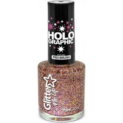 PaintGlow Holographic Me Up Rose Gold Glitter Βερνίκι Νυχιών 10ml