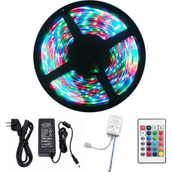 Αδιάβροχη Ταινία LED RGB 5m με Τροφοδοτικό και Τηλεχειριστήριο SMD5050 12V
