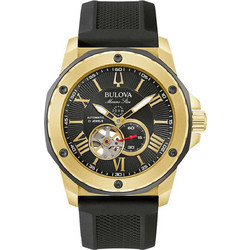 Bulova Marine Star Ανδρικό Ρολόι Αυτόματο με Μαύρο Καουτσούκ Λουράκι 98A272