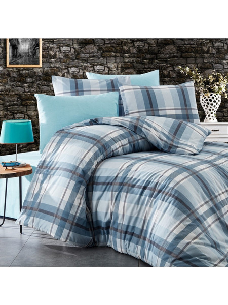 Dimcol Σετ Σεντόνια Υπέρδιπλα Βαμβακερά 240x270 Εκάβη 421 Sky Blue