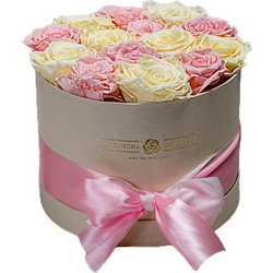 Forever Roses Ροζ-Λευκό Deluxe 19x20cm 14 τριαντάφυλλα