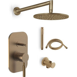 New Tech Bronze La Torre Ρετρό Μπρονζέ Εντοιχιζόμενη Μπαταρία Ντουζ 2 Εξόδων Σετ