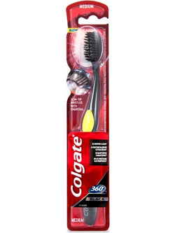 Colgate 360 Black Medium Οδοντόβουρτσα Κίτρινη