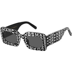 Marc Jacobs MARC488/N/S 3K/IR Γυναικεία Γυαλιά Ηλίου Ορθογώνια Κοκάλινα Μαύρα με Μαύρο Polarized Φακό