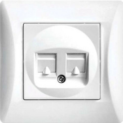 Lineme Lineme Διπλή Πρίζα Δικτύου και Τηλεφώνου RJ45/RJ11 με Πλαίσιο Τύπου Cat6 Λευκό 50-00120-1