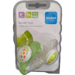 Mam Soft Ανατομικές Ορθοδοντικές Πιπίλες Σιλικόνης 6m+ Πράσινο Άσπρο 2τμχ