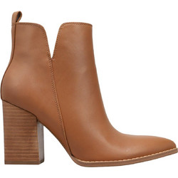 Nine West Birds Birds Γυναικεία Μποτάκια Αστραγάλου Δερμάτινα Καφέ με Χοντρό Ψηλό Τακούνι LE-101