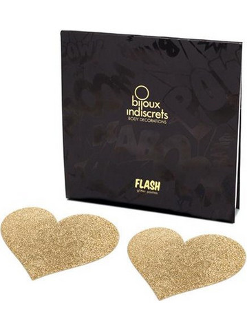 BIJOUX - INDISCRETS FLASH GOLDEN HEART NIPPLE COVERS