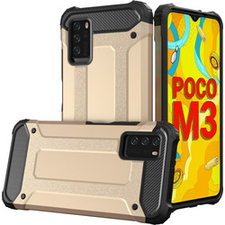 Hybrid Armor Case Tough Rugged Cover for Xiaomi Redmi Note 10 5G / Poco M3 Pro golden
