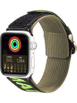 Dux Ducis Strap Outdoor Version Λουράκι Υφασμάτινο Black / Green (Apple Watch 42 / 44 / 45mm)
