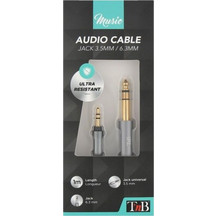 T nB CBJACK635 GOLD CABLE 3.5mm MALE - 6.3mm MALE 1.0m BLACK-GRAY