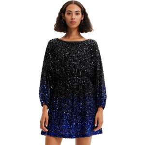 Desigual Saturno Mini Βραδινό Φόρεμα με Παγιέτες Μαύρο 22WWVW64-2000