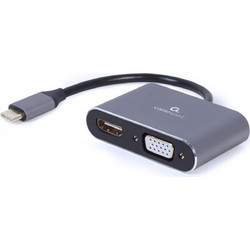 Gembird A-USB3C-HDMIVGA-01 USB Type-C to HDMI + VGA display adapter, space grey, 0,15m (A-USB3C-HDMIVGA-01)