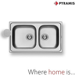 Pyramis Dorian Ένθετος Νεροχύτης Inox Αντιστρεφόμενος Σαγρέ 86x50cm 107169701