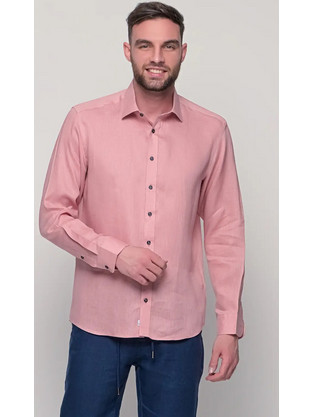 BENETO MARETTI Ανδρικό Πουκάμισο Μακρυμάνικο Λινό KR-2836-SR Pink