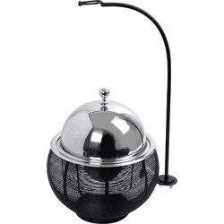 Bain Marie βάση μαύρη με διπλό δοχείο από ανοξείδωτο ατσάλι στηριζόμενη με καπάκι 30x30x32-49 εκ
